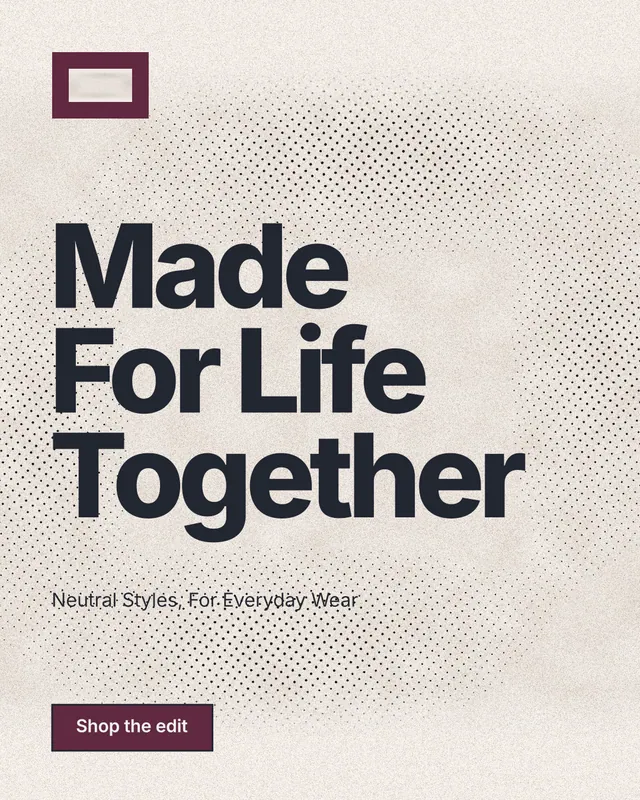 Instagram portrait post for By Teddy: "Made For Life Together". Ink sticker style, announce layout, light palette in white, orange, grey.