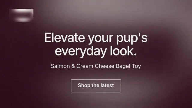 Landscape graphic for By Teddy: "Elevate your pup's everyday look." Cyanotype style, centred layout, dark palette in grey, red.
