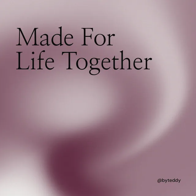 Instagram post for By Teddy: "Made For Life Together". Auto 1x1 style, technique:shader field layout, light palette in grey, red.
