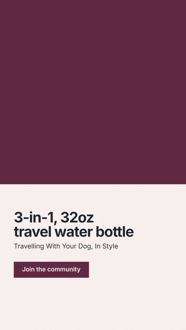 Instagram story for By Teddy: "3-in-1, 32oz travel water bottle". Swiss style, bottom layout, light palette in red, white.