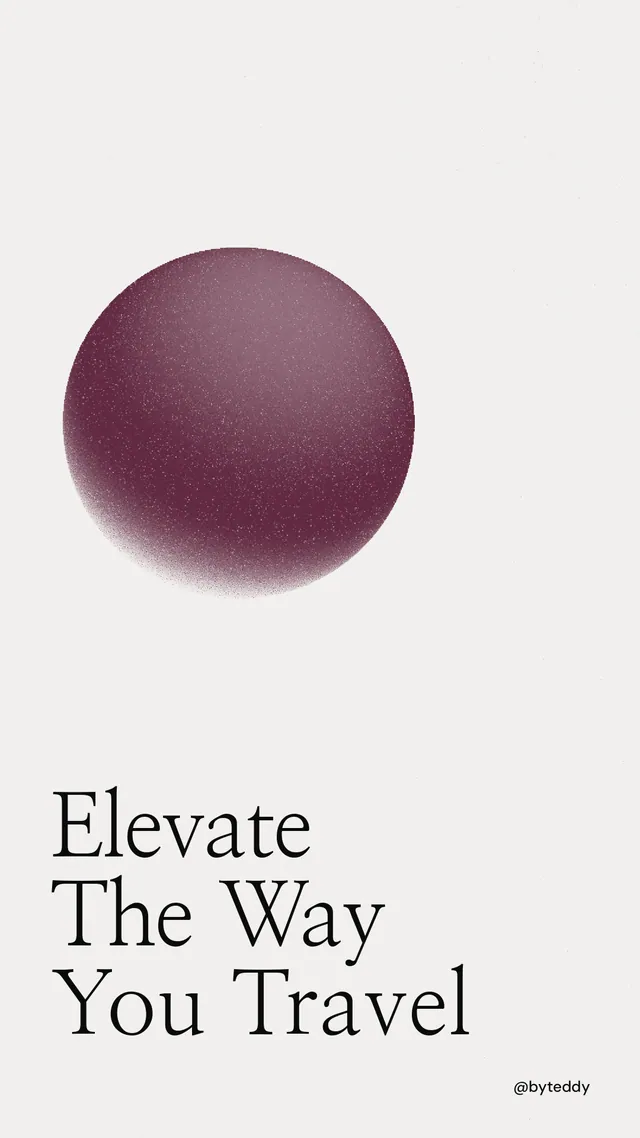 Instagram story for By Teddy: "Elevate The Way You Travel". Auto 9x16 style, technique:shader field layout, light palette in white, red, grey.