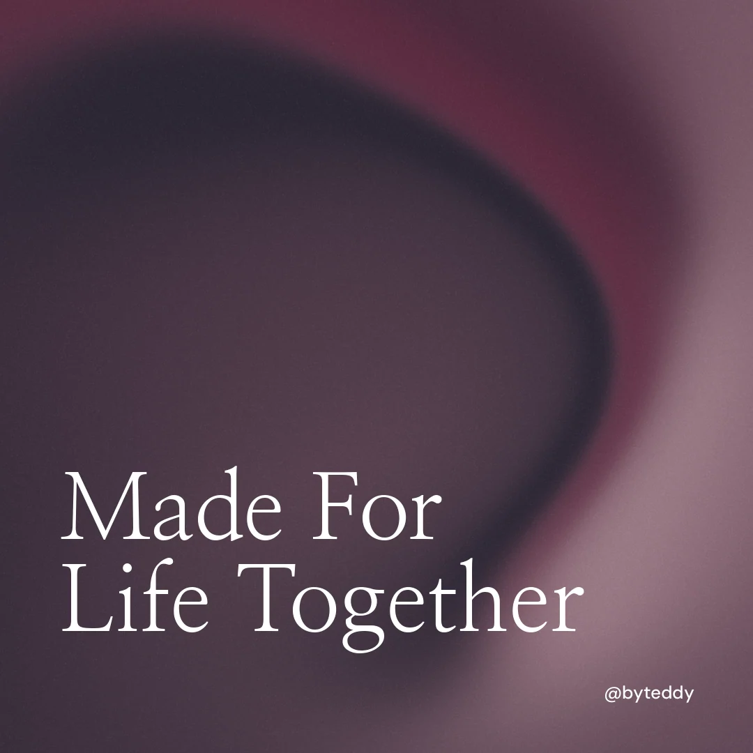 Instagram post for By Teddy: "Made For Life Together". Auto 1x1 style, technique:shader field layout, dark palette in pink, grey, black.