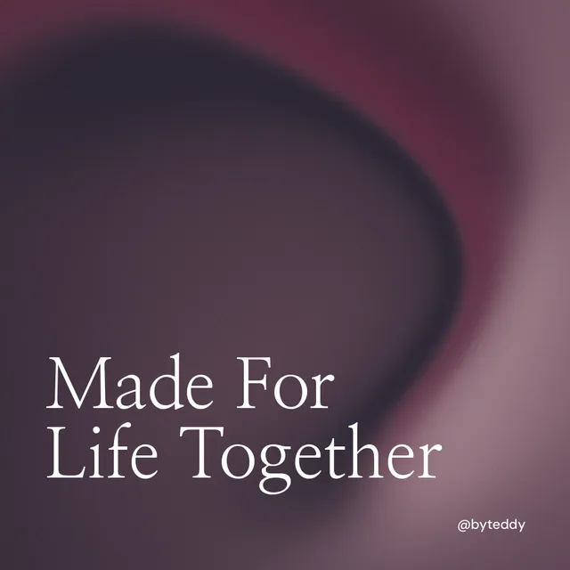 Instagram post for By Teddy: "Made For Life Together". Auto 1x1 style, technique:shader field layout, dark palette in pink, grey, black.