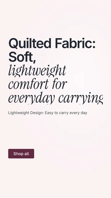 Video for By Teddy: "Quilted Fabric: Soft, lightweight comfort for everyday carrying". Doc motion loop, 7.0 s, light palette.