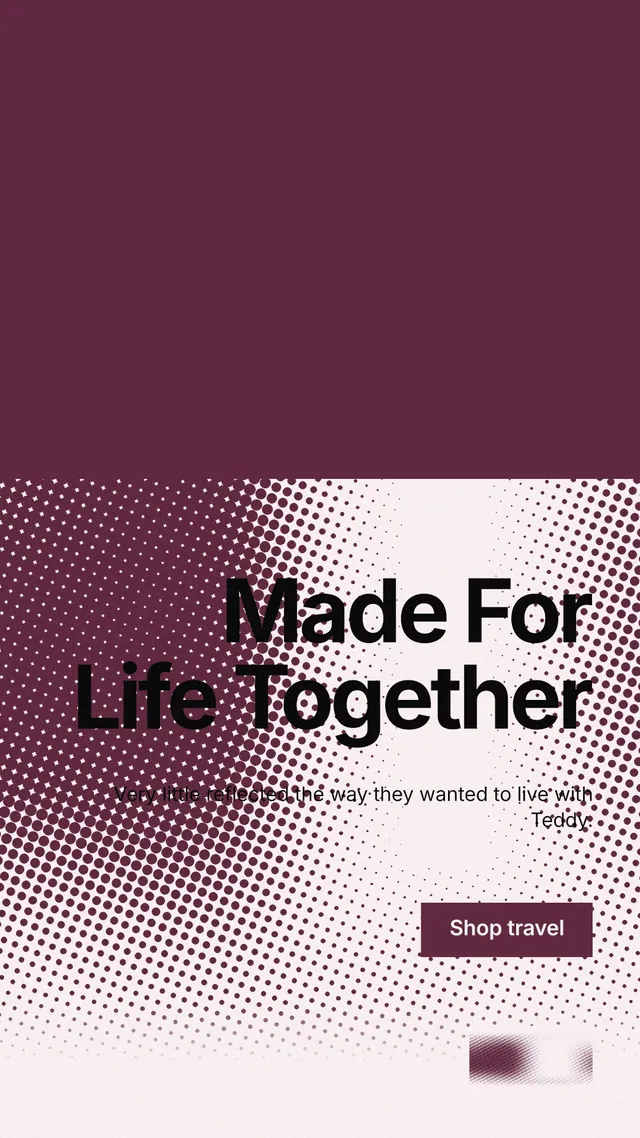 Instagram story for By Teddy: "Made For Life Together". Swiss style, right layout, light palette in pink, white, red.