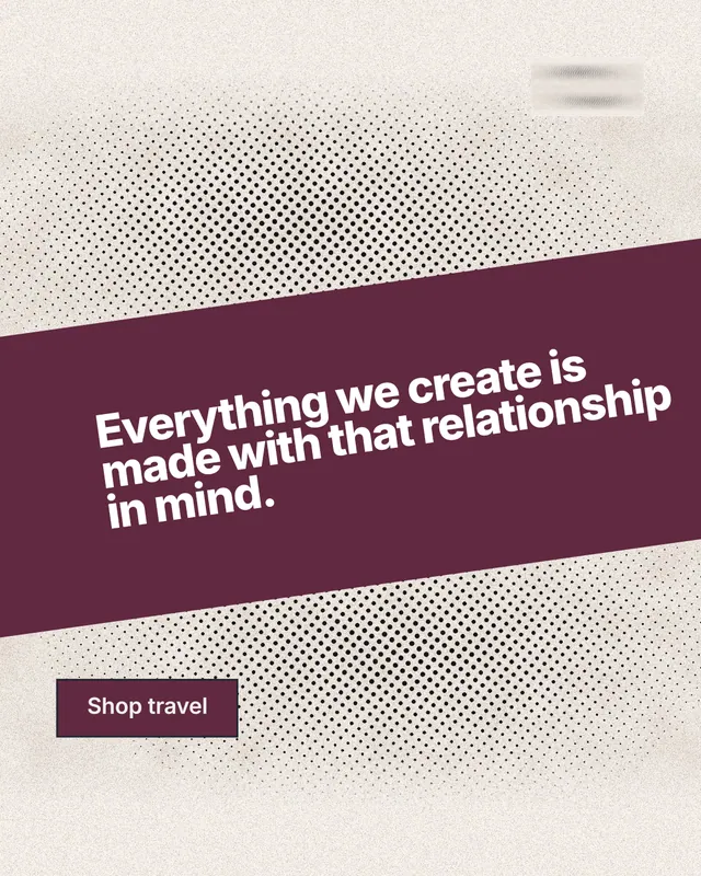 Instagram portrait post for By Teddy: "Everything we create is made with that relationship in mind." Ink sticker style, diagonal layout, light palette in red, white, orange.