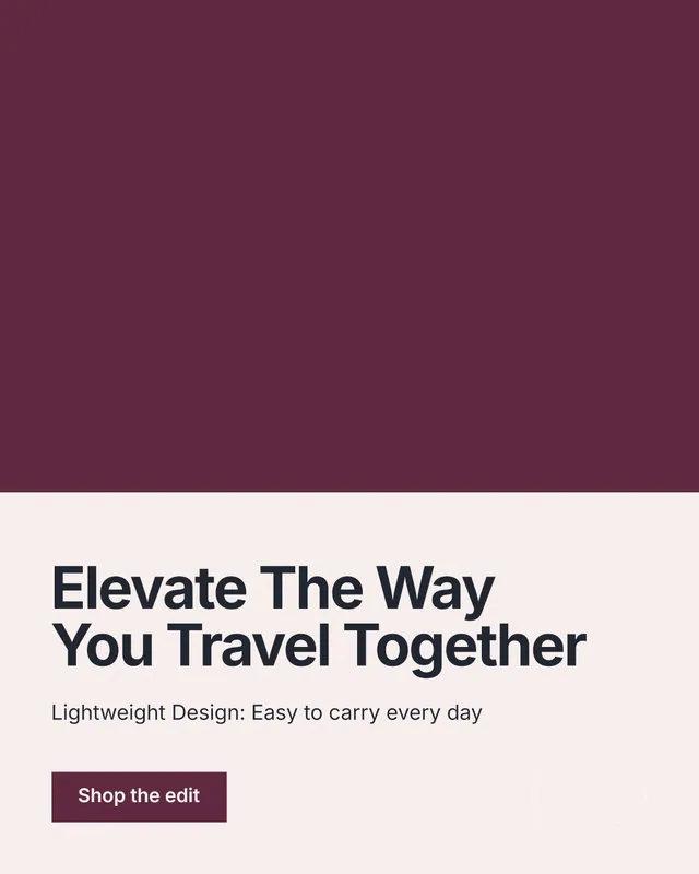 Instagram portrait post for By Teddy: "Elevate The Way You Travel Together". Swiss style, bottom layout, light palette in red, white, grey.