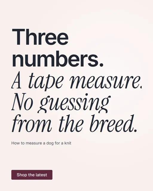 Video for By Teddy: "Three numbers. A tape measure. No guessing from the breed.". Doc motion loop, 7.0 s, light palette.