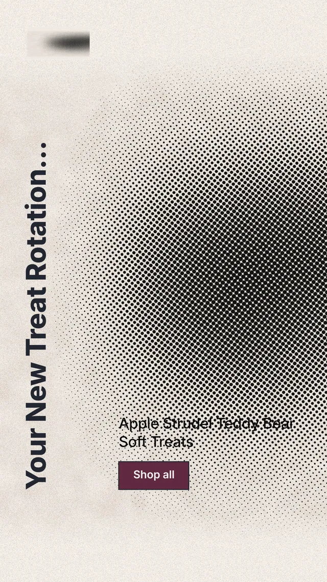 Instagram story for By Teddy: "Your New Treat Rotation..." Ink sticker style, vertical layout, light palette in orange, grey.