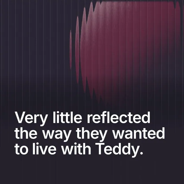 Video for By Teddy: "Very little reflected the way they wanted to live with Teddy.". Shader loop, 6.0 s, dark palette.