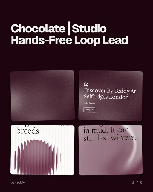 Carousel for By Teddy: "Chocolate┃Studio Hands-Free Loop Lead". Collection carousel, 8 slides, dark palette.
