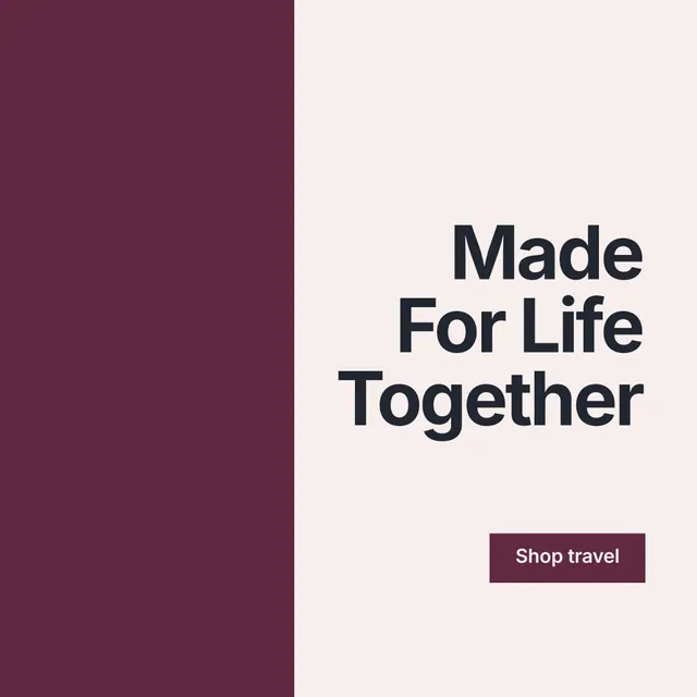 Instagram post for By Teddy: "Made For Life Together". Swiss style, right layout, light palette in white, red.