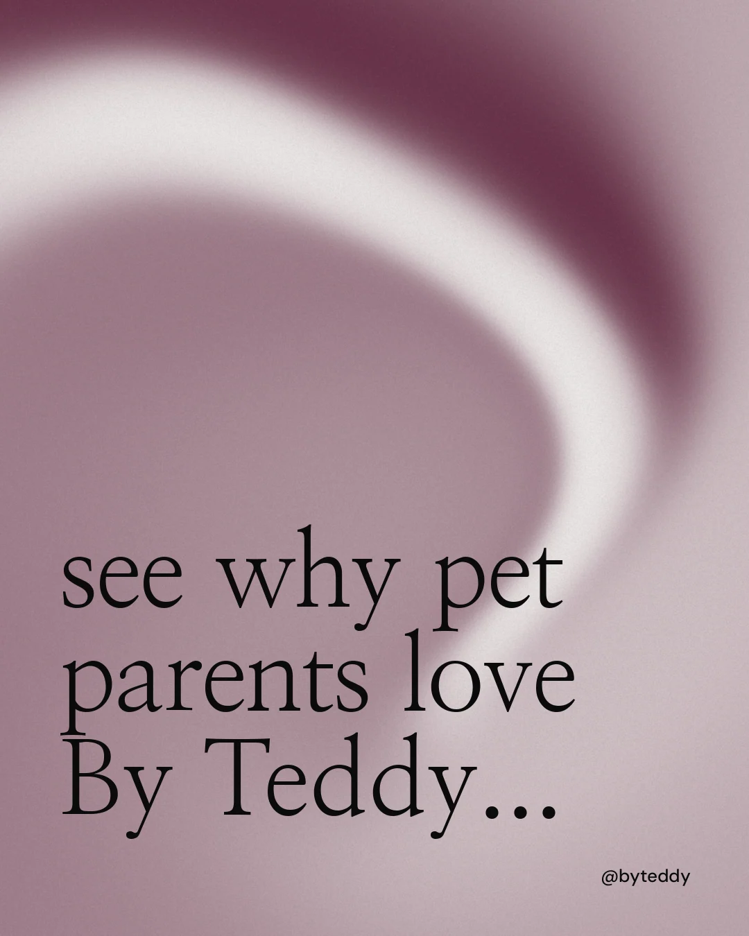Instagram portrait post for By Teddy: "see why pet parents love By Teddy..." Auto 4x5 style, technique:shader field layout, light palette in grey, white.