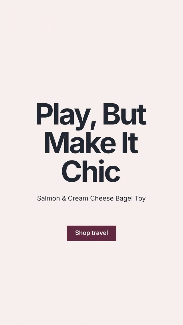 Instagram story for By Teddy: "Play, But Make It Chic". Swiss style, centred layout, light palette in white, grey.