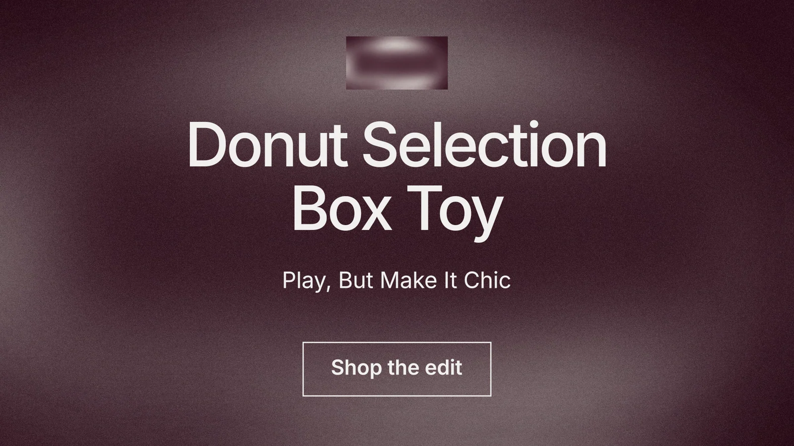 Landscape graphic for By Teddy: "Donut Selection Box Toy". Cyanotype style, centred layout, dark palette in grey, red.