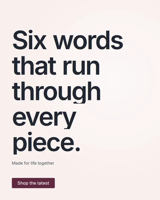 Video for By Teddy: "Six words that run through every piece.". Doc motion loop, 7.0 s, light palette.