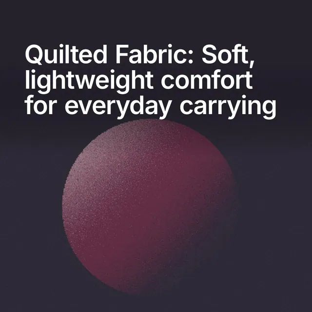 Video for By Teddy: "Quilted Fabric: Soft, lightweight comfort for everyday carrying". Shader loop, 6.0 s, dark palette.