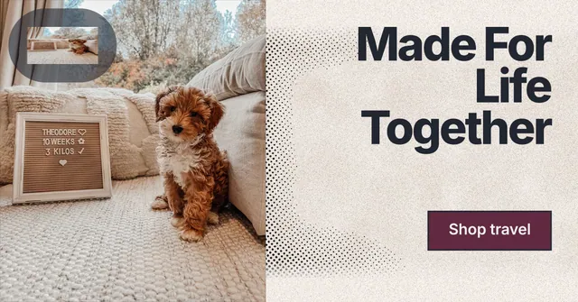 Social ad for By Teddy: "Made For Life Together". Ink sticker style, right layout, light palette in grey, orange, white.