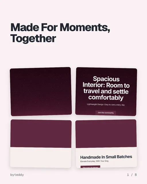 Carousel for By Teddy: "Made For Moments, Together". Collection carousel, 8 slides, light palette.