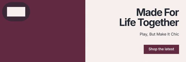 X header for By Teddy: "Made For Life Together". Swiss style, right layout, light palette in white, red.