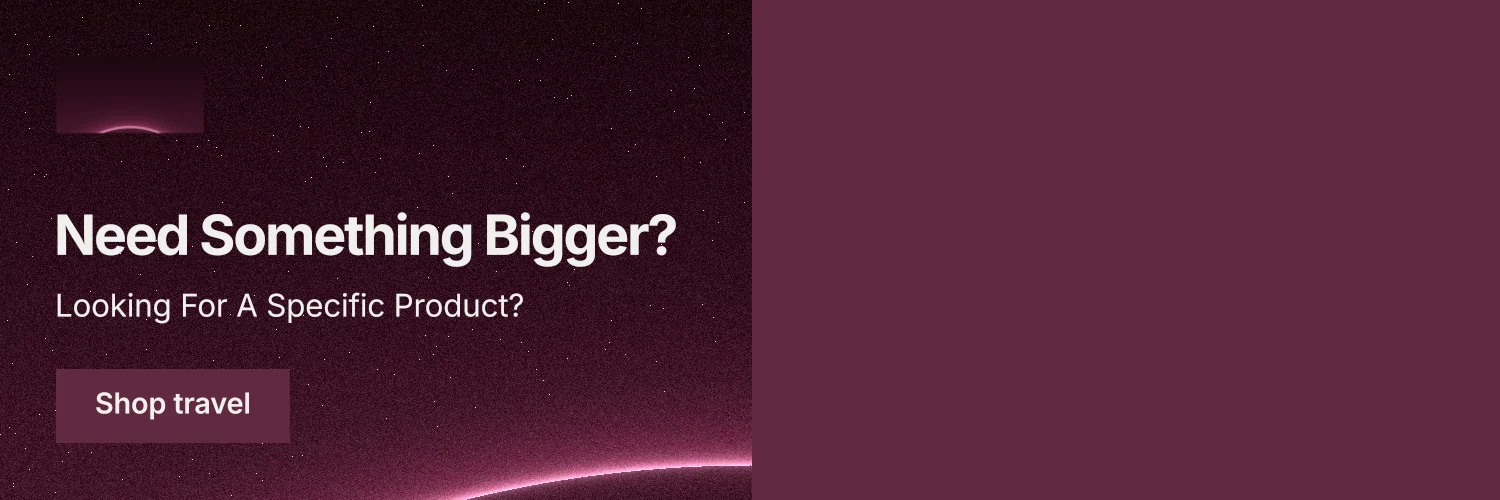 X header for By Teddy: "Need Something Bigger?" Swiss style, bottom layout, dark palette in red, pink.