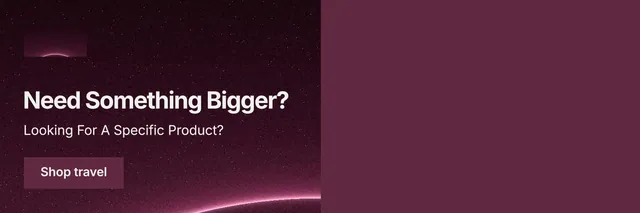 X header for By Teddy: "Need Something Bigger?" Swiss style, bottom layout, dark palette in red, pink.