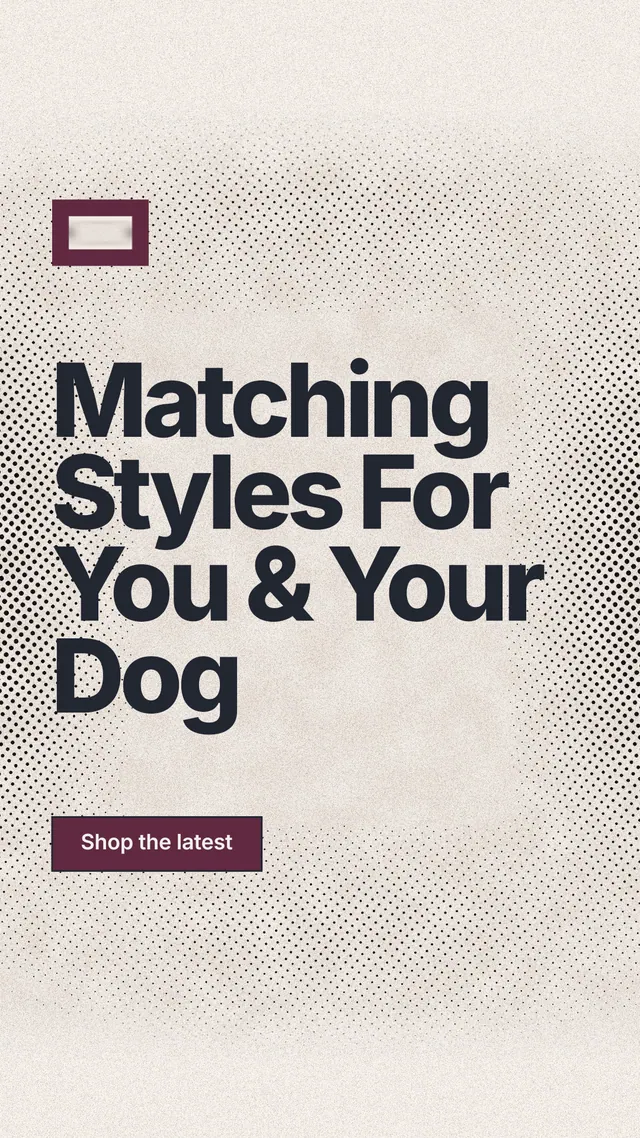 Instagram story for By Teddy: "Matching Styles For You & Your Dog". Ink sticker style, announce layout, light palette in white, orange, grey.