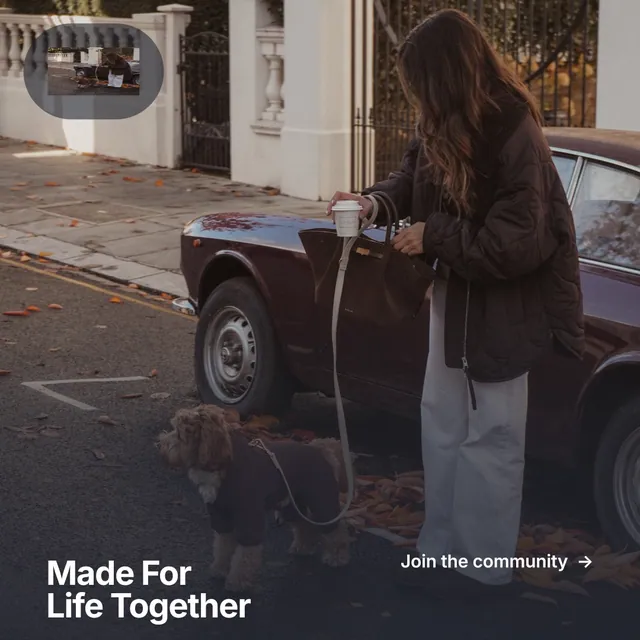 Instagram post for By Teddy: "Made For Life Together". Swiss style, image led layout, dark palette in black, grey.