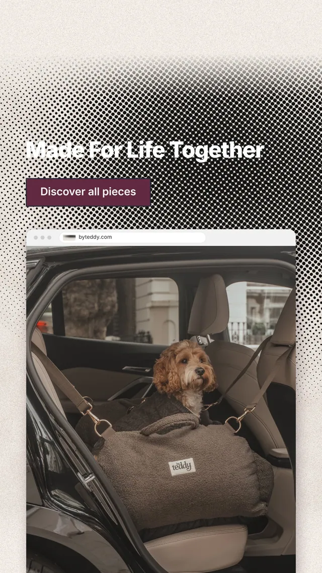 Instagram story for By Teddy: "Made For Life Together". Ink sticker style, browser layout, light palette in orange, grey, black.