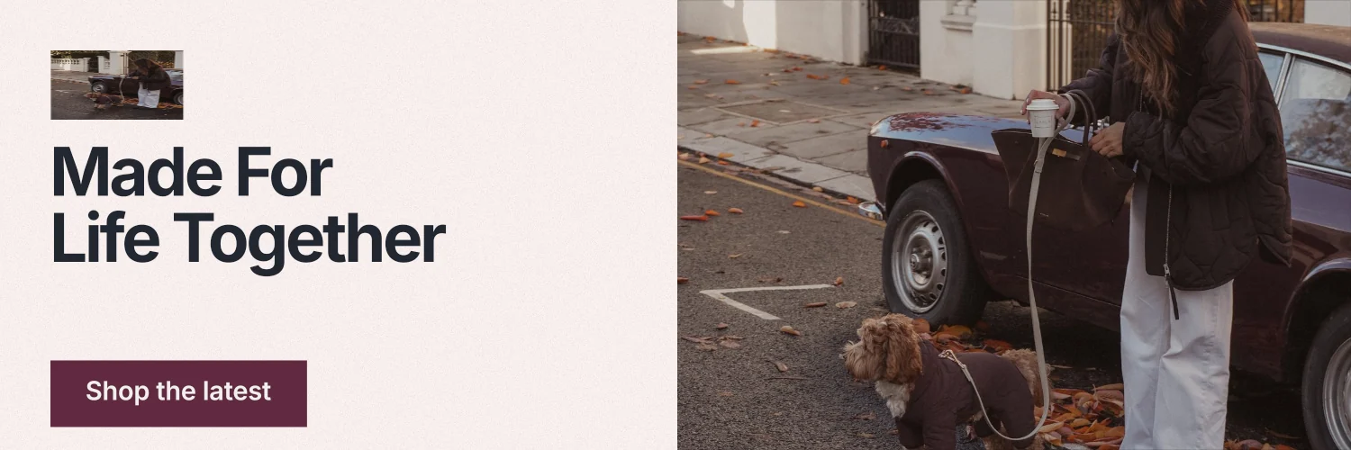 X header for By Teddy: "Made For Life Together". Swiss style, bottom layout, light palette in white, grey, red.