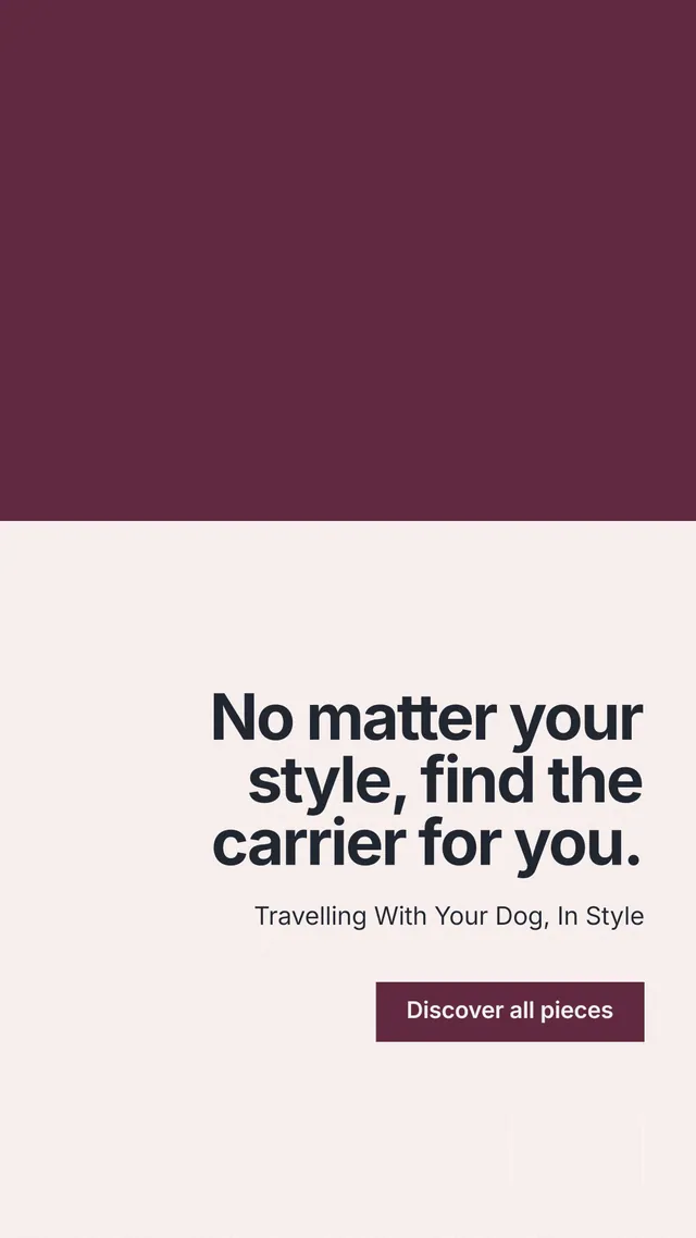 Instagram story for By Teddy: "No matter your style, find the carrier for you." Swiss style, right layout, light palette in white, red.