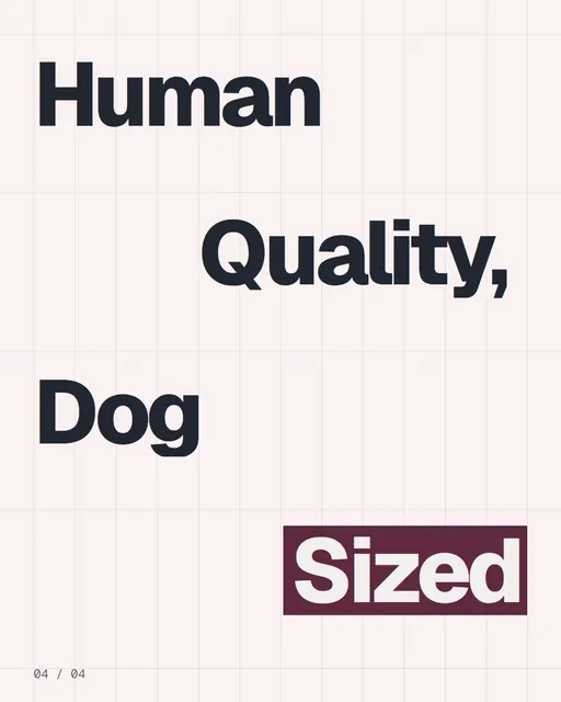 Video for By Teddy: "Human Quality, Dog Sized". Kinetic type grid, 6.0 s, light palette.