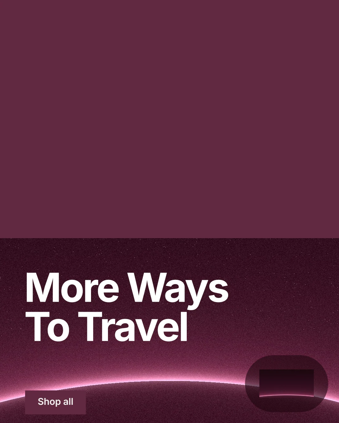 Instagram portrait post for By Teddy: "More Ways To Travel". Swiss style, bottom layout, dark palette in red, pink.