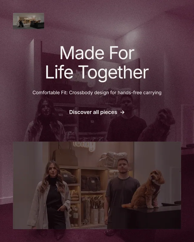 Instagram portrait post for By Teddy: "Made For Life Together". Film still style, centred layout, dark palette in black, red, grey.