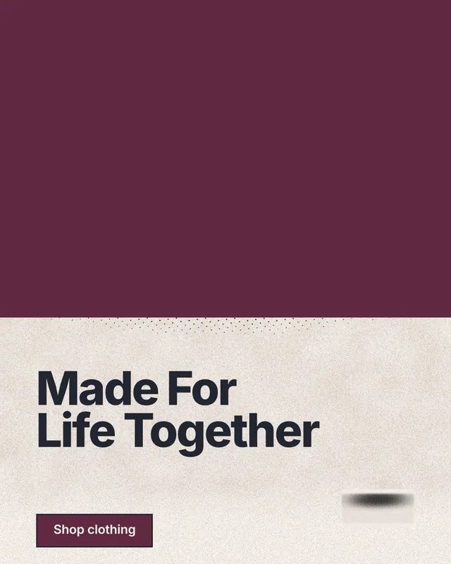 Instagram portrait post for By Teddy: "Made For Life Together". Ink sticker style, bottom layout, light palette in red, orange.