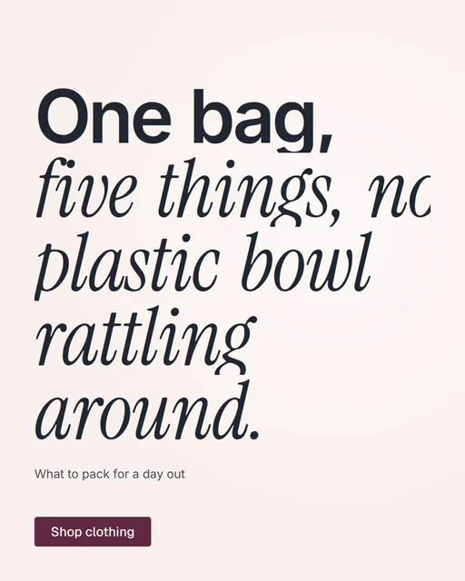 Video for By Teddy: "One bag, five things, no plastic bowl rattling around.". Doc motion loop, 7.0 s, light palette.