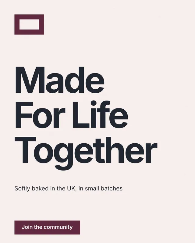 Instagram portrait post for By Teddy: "Made For Life Together". Swiss style, announce layout, light palette in white, grey.