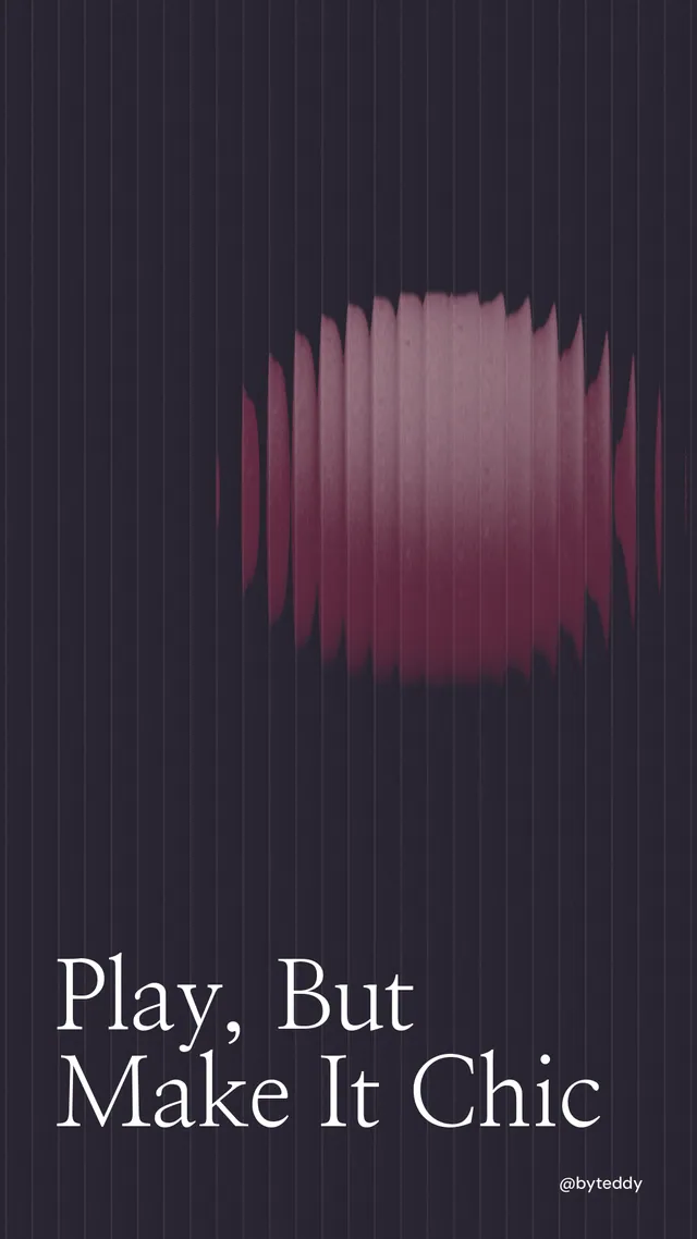 Instagram story for By Teddy: "Play, But Make It Chic". Auto 9x16 style, technique:shader field layout, dark palette in black, grey.