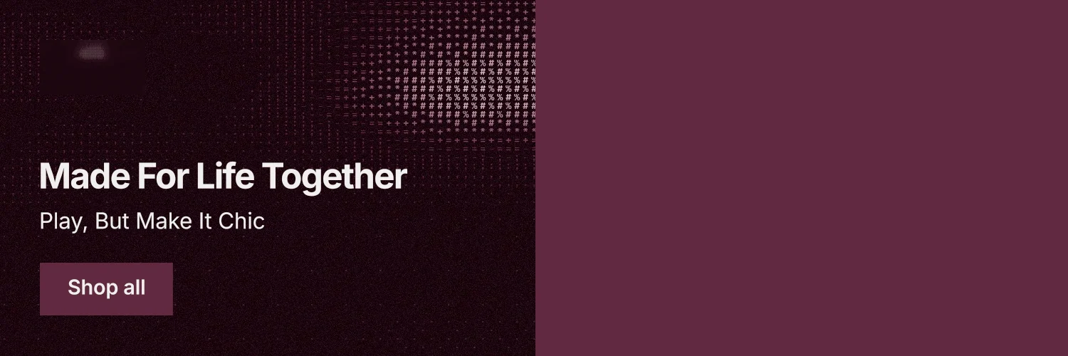X header for By Teddy: "Made For Life Together". Swiss style, bottom layout, dark palette in red, black.