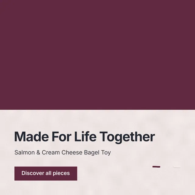 Instagram post for By Teddy: "Made For Life Together". Swiss style, bottom layout, light palette in red.