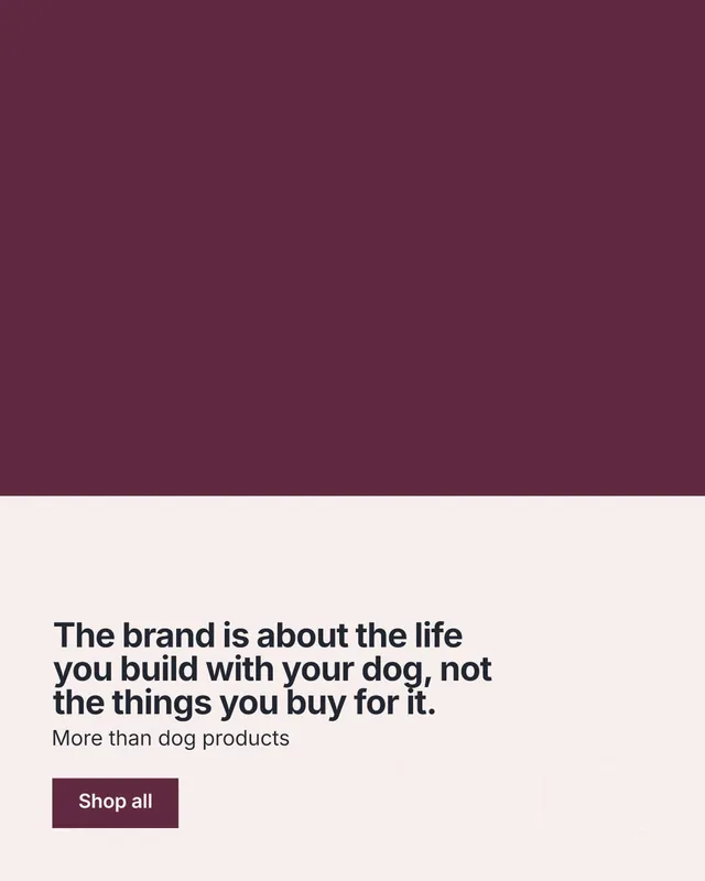 Instagram portrait post for By Teddy: "The brand is about the life you build with your dog, not the things you buy for it." Swiss style, bottom layout, light palette in red, white, grey.