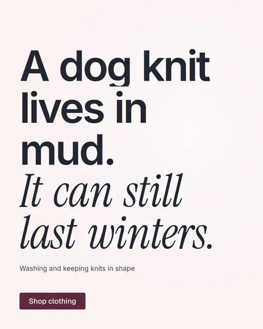 Video for By Teddy: "A dog knit lives in mud. It can still last winters.". Doc motion loop, 8.0 s, light palette.