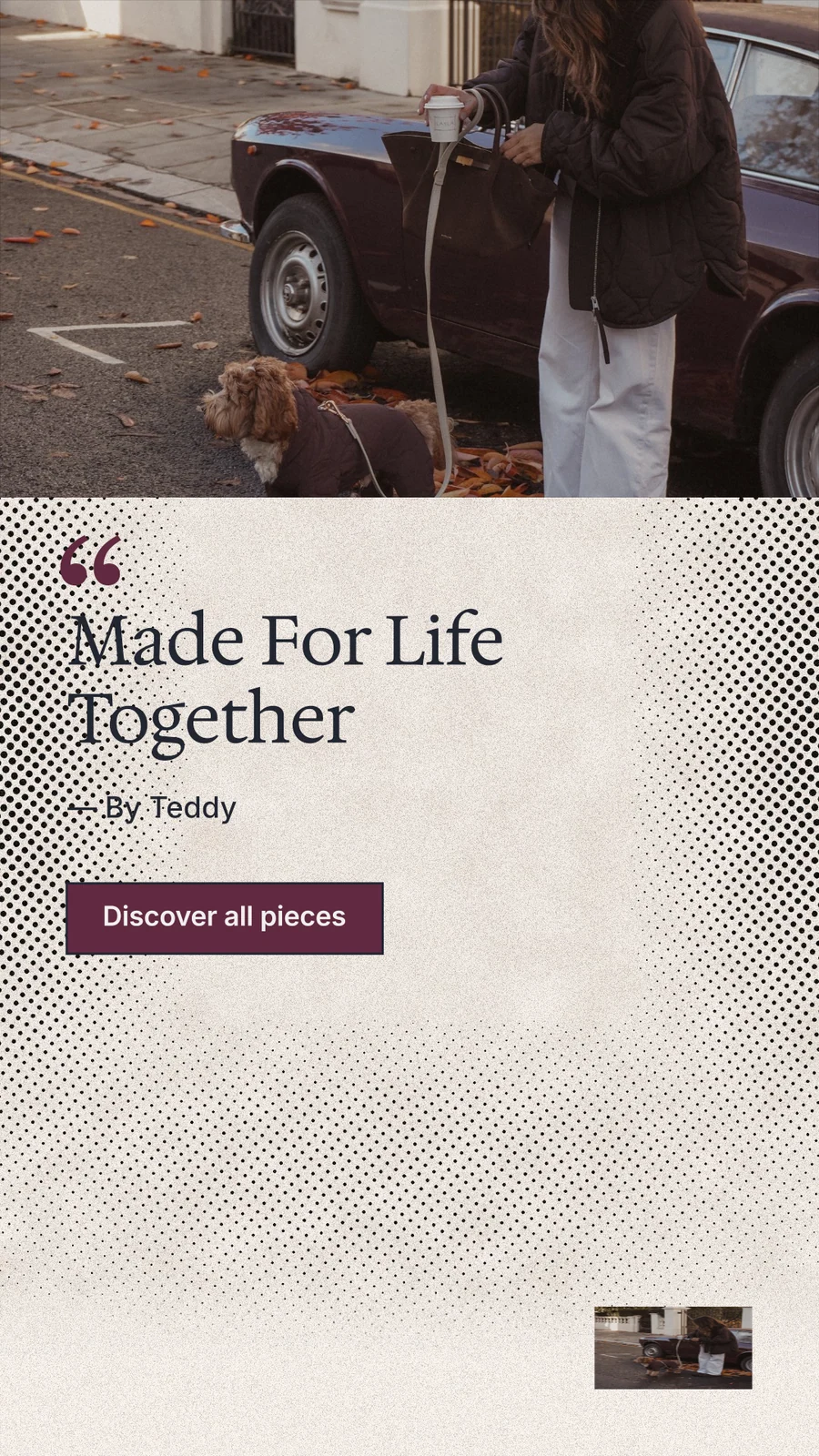 Instagram story for By Teddy: "Made For Life Together". Ink sticker style, quote layout, light palette in black, white, orange.