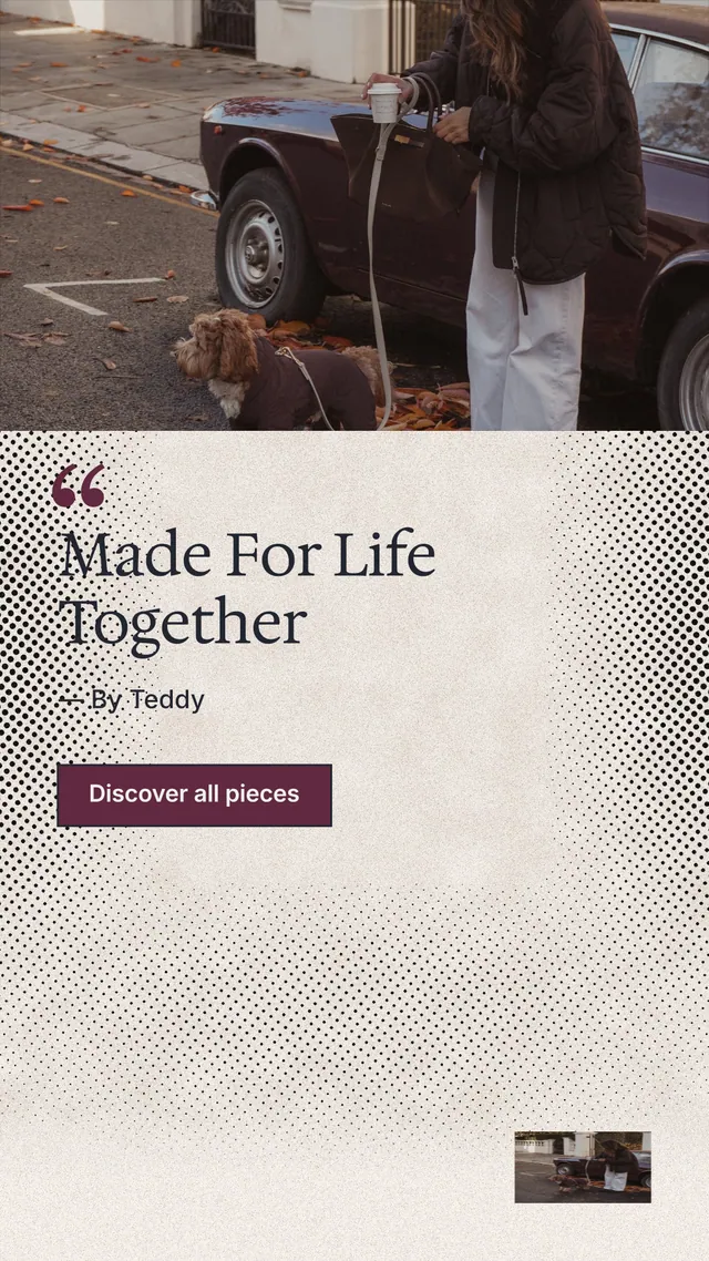 Instagram story for By Teddy: "Made For Life Together". Ink sticker style, quote layout, light palette in black, white, orange.