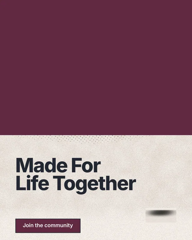 Instagram portrait post for By Teddy: "Made For Life Together". Ink sticker style, bottom layout, light palette in red, orange.