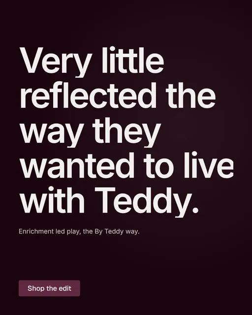 Video for By Teddy: "Very little reflected the way they wanted to live with Teddy.". Kinetic type grid, 8.0 s, dark palette.