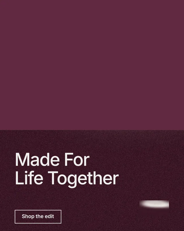 Instagram portrait post for By Teddy: "Made For Life Together". Cyanotype style, bottom layout, dark palette in red.