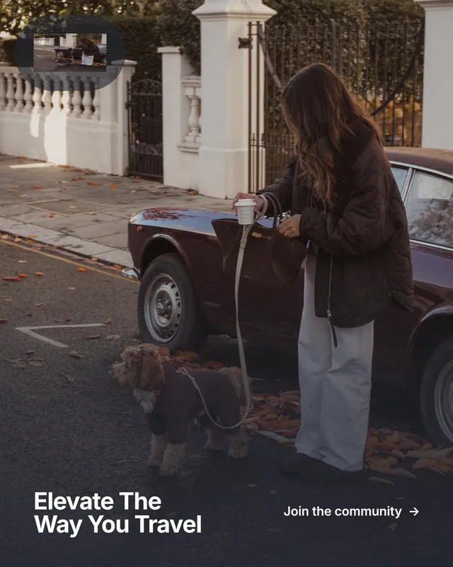 Instagram portrait post for By Teddy: "Elevate The Way You Travel". Swiss style, image led layout, dark palette in black, grey.