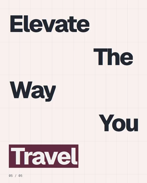 Video for By Teddy: "Elevate The Way You Travel". Kinetic type grid, 6.0 s, light palette.