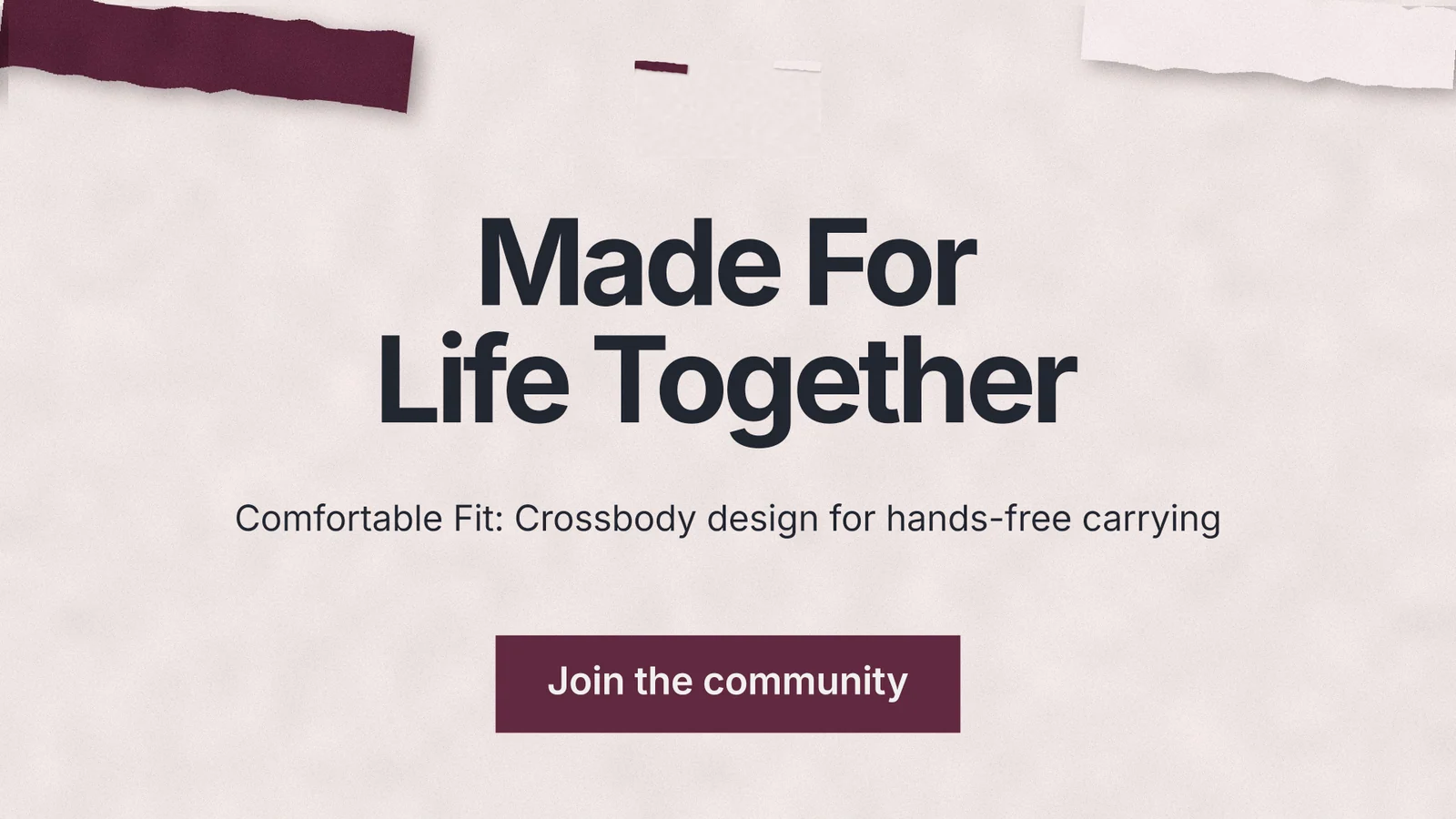 Landscape graphic for By Teddy: "Made For Life Together". Swiss style, centred layout, light palette in red, grey, white.